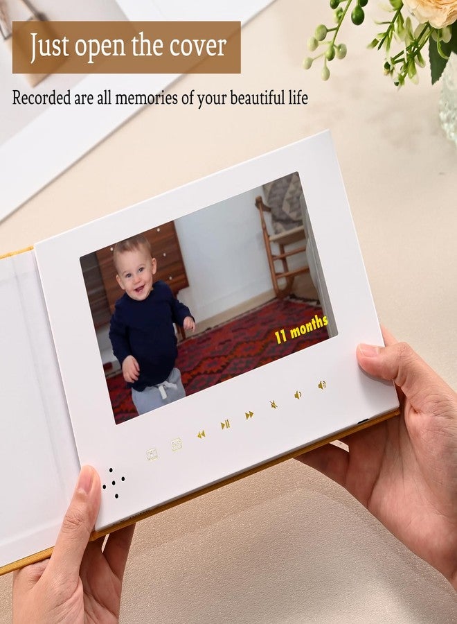 JTRF The Story of You – Baby Memory Video Book with White Gift Box, Linen Cover with Gold-Foil Title, 7" HD Screen, 4 GB Storage, Rechargeable Digital Keepsake for Baby Showers and Gender Reveals - Image 2
